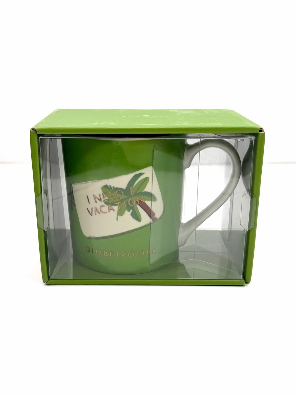 Kate Spade x Lenox Green I Need a Vacation Globetrotter Ceramic Mug